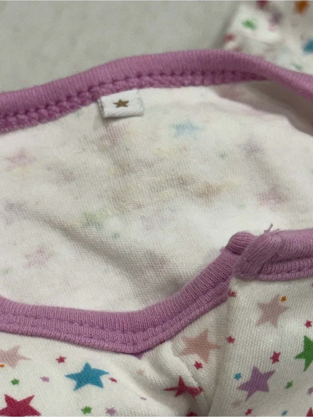 Magnetic Me White Footed Sleeper Footie Stars Pink Trim 100% Cotton 6-9 months